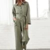 Oceane Femme Fête Jumpsuit - Lichen Green