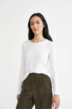 Berkeley Long Sleeve Dream Rib Tee - White