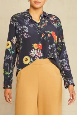 Bixby Washable Silk Blouse - Provence Floral