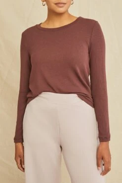 Berkeley Long Sleeve Dream Rib Tee - Mocha