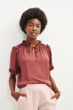 Zuri Cupro Blouse - Earth