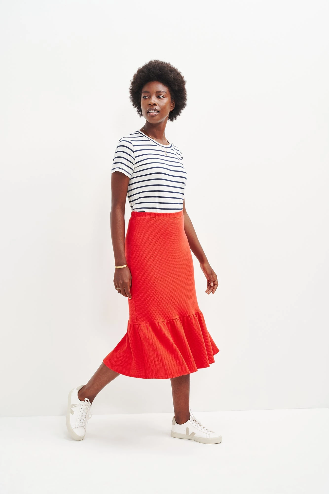 Melia Scallop Knit Skirt - Carmine