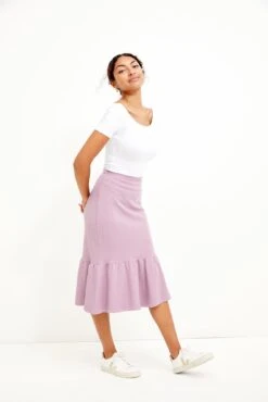 Melia Scallop Knit Skirt - Lavender