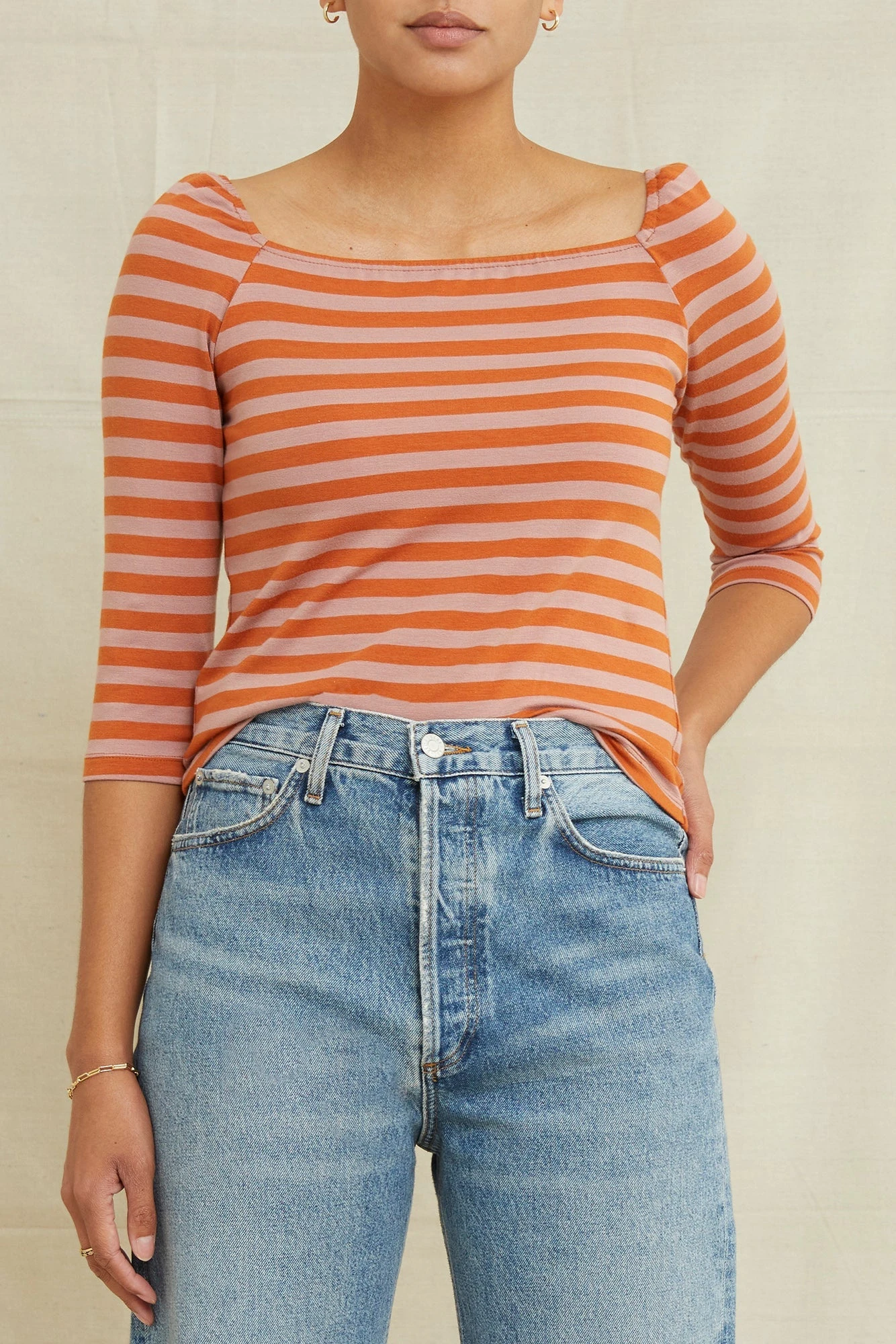 Amela 3/4 Sleeve Reverie Knit Tee - Quartz And Umber - Image 2