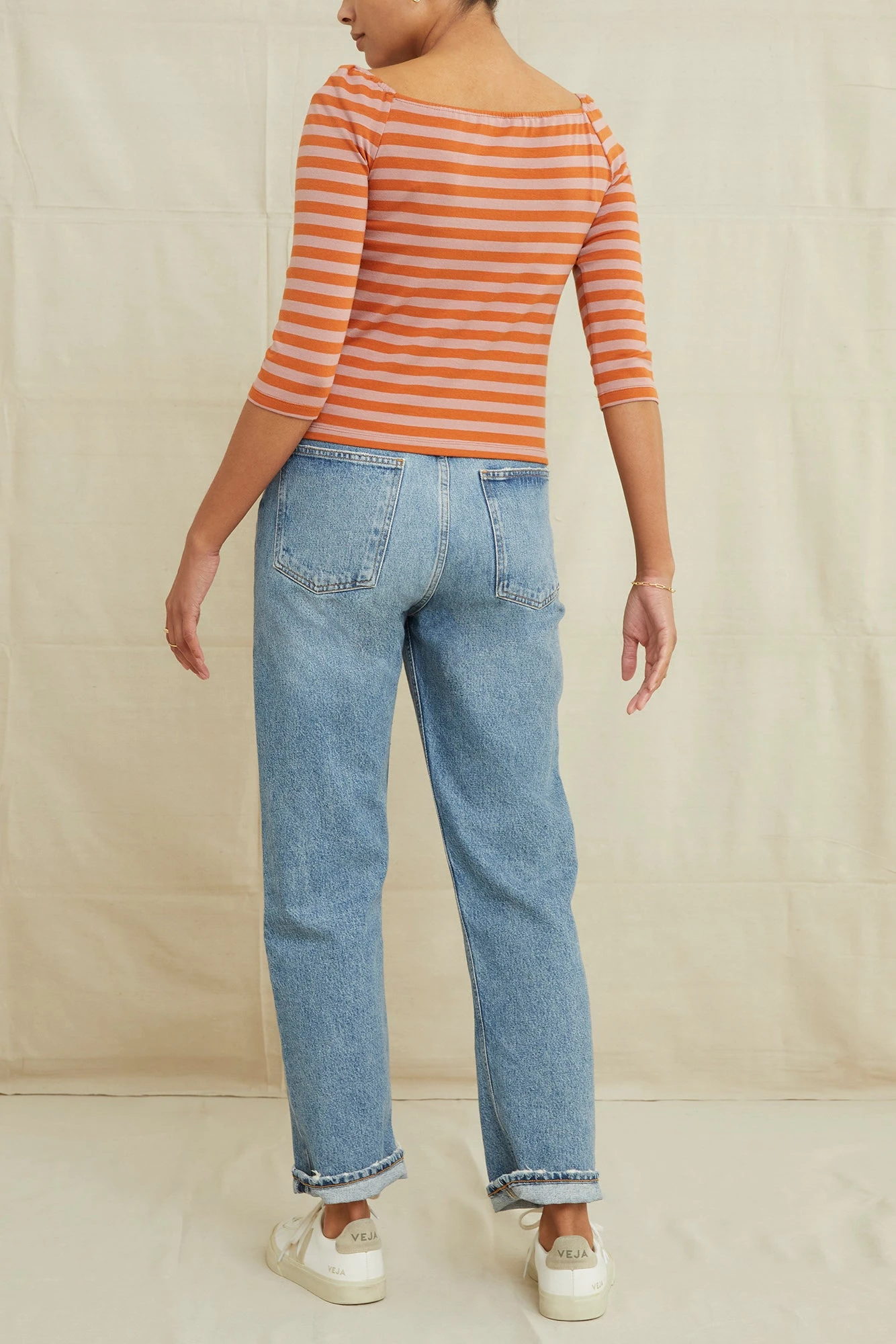 Amela 3/4 Sleeve Reverie Knit Tee - Quartz And Umber - Image 4