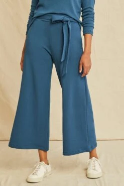 Eugenia Tie Waist Luxe Fleece Pants - Azure