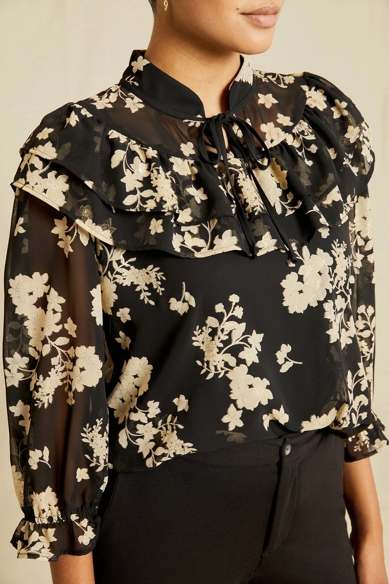 Myra Upcycled Blouse - Champagne Chiffon - Image 6