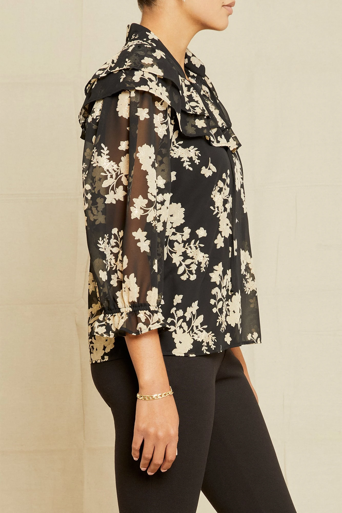 Myra Upcycled Blouse - Champagne Chiffon - Image 3