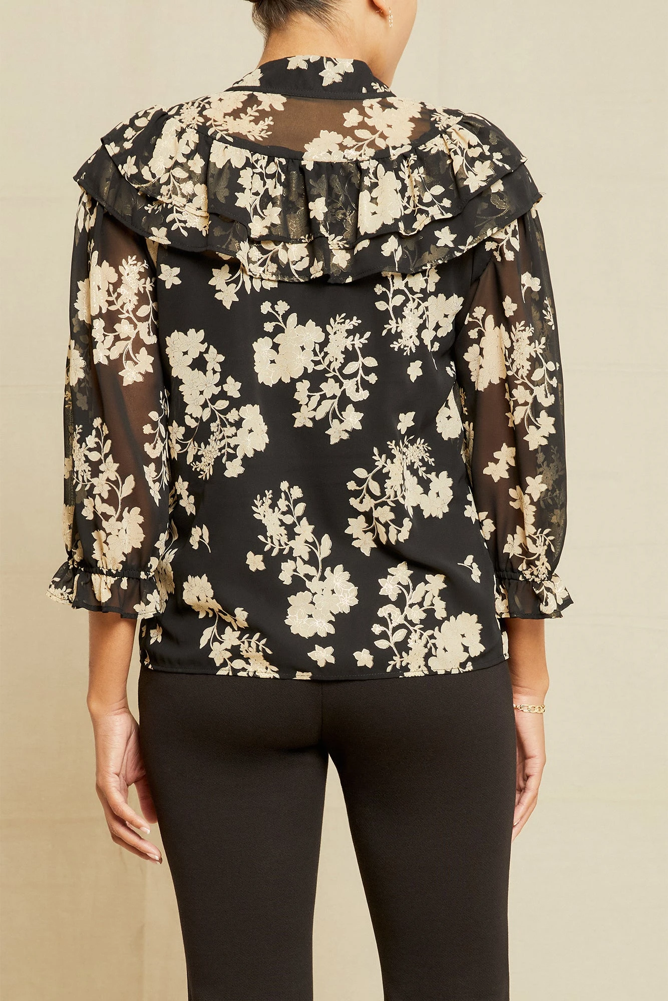 Myra Upcycled Blouse - Champagne Chiffon - Image 4