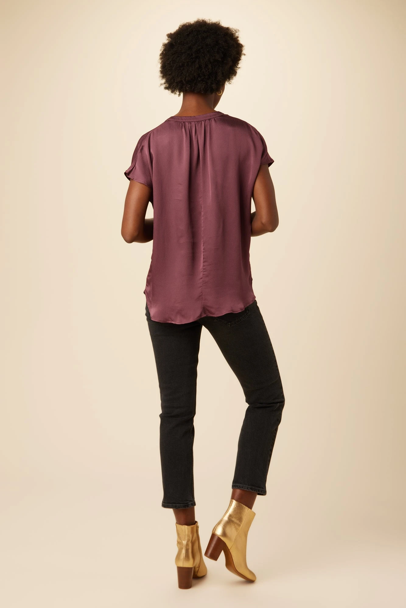 Renata Eco Textured Viscose Blouse - Plum - Image 3