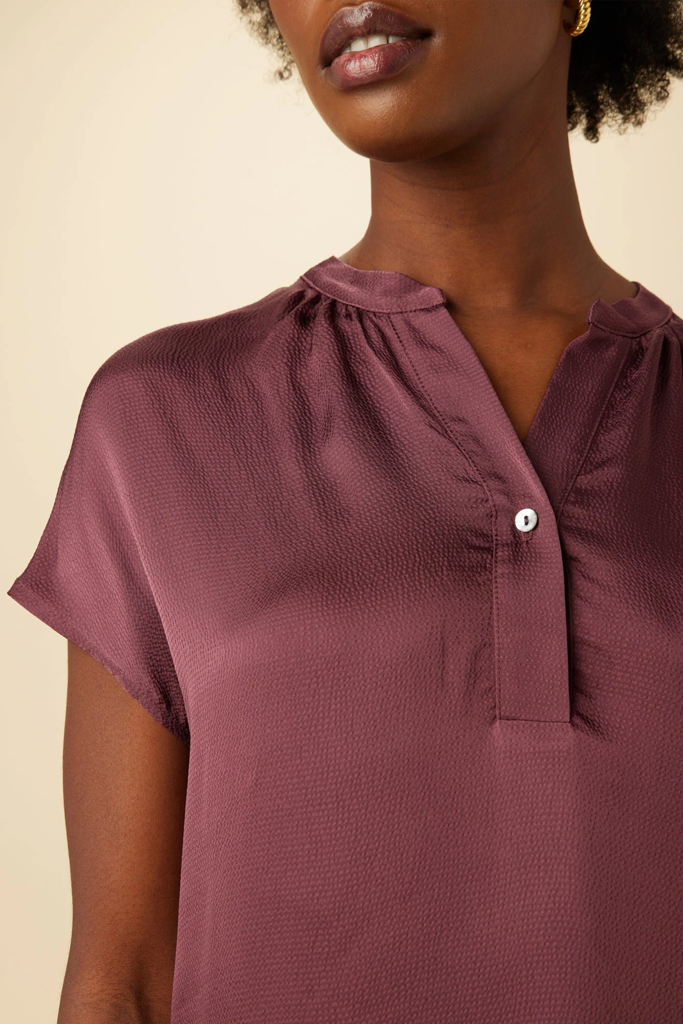 Renata Eco Textured Viscose Blouse - Plum - Image 4