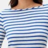 Francoise 3/4 Sleeve Dream Knit Tee - True Blue Stripe