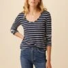 Itana Long Sleeve Dream Knit Tee - Basque Stripe