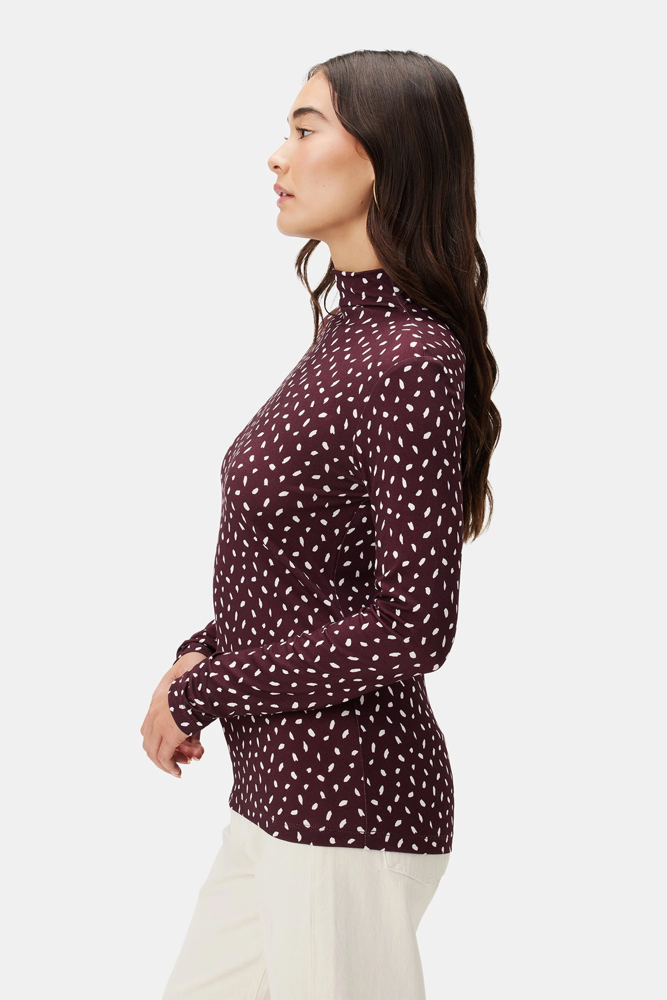 Lux Viscose Knit Turtleneck - Doucet Dot Vineyard - Image 2