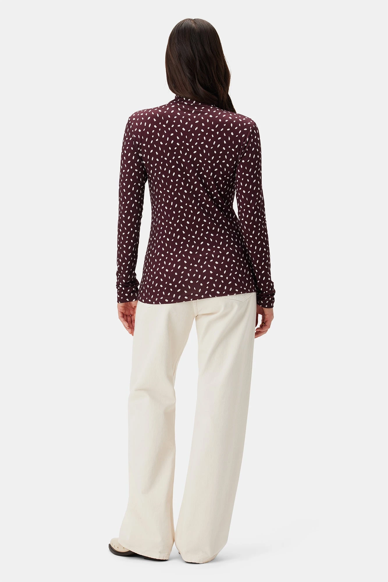 Lux Viscose Knit Turtleneck - Doucet Dot Vineyard - Image 3