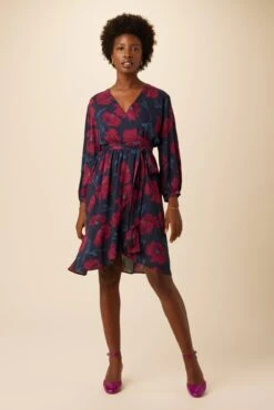 Elma Ecovero Wrap Dress - Paysage Berry