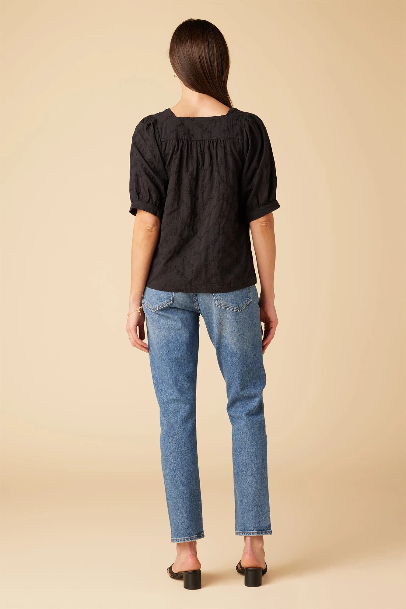 Edith Upcycled Eyelet Blouse - Black - Image 3