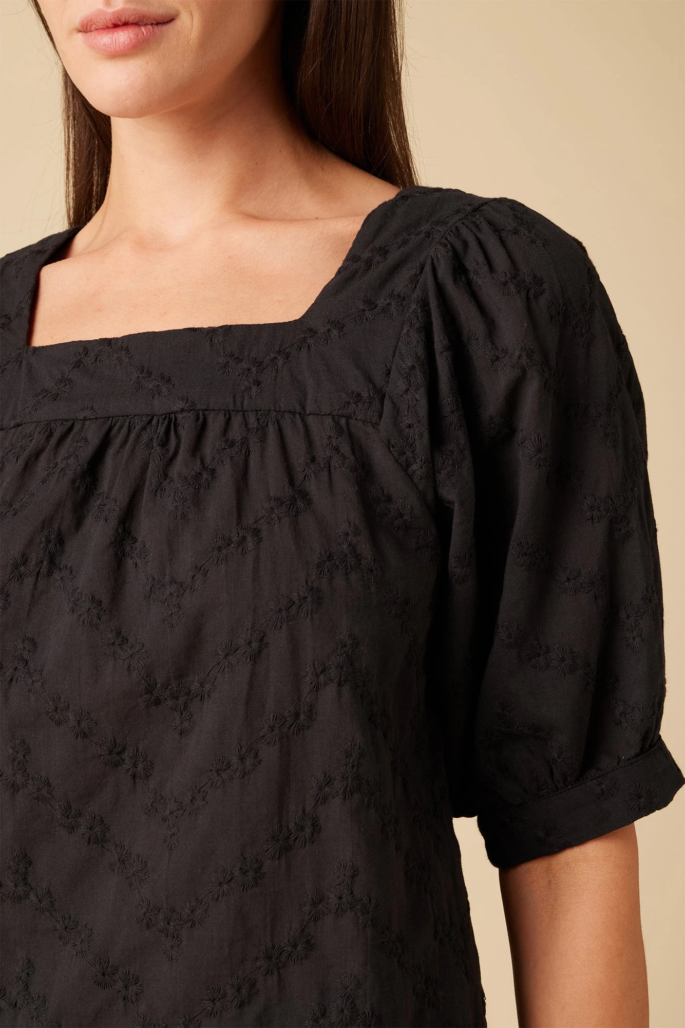 Edith Upcycled Eyelet Blouse - Black - Image 4