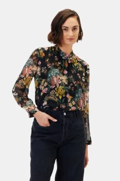 Jeanne Chiffon Blouse - Rosalind Floral Black