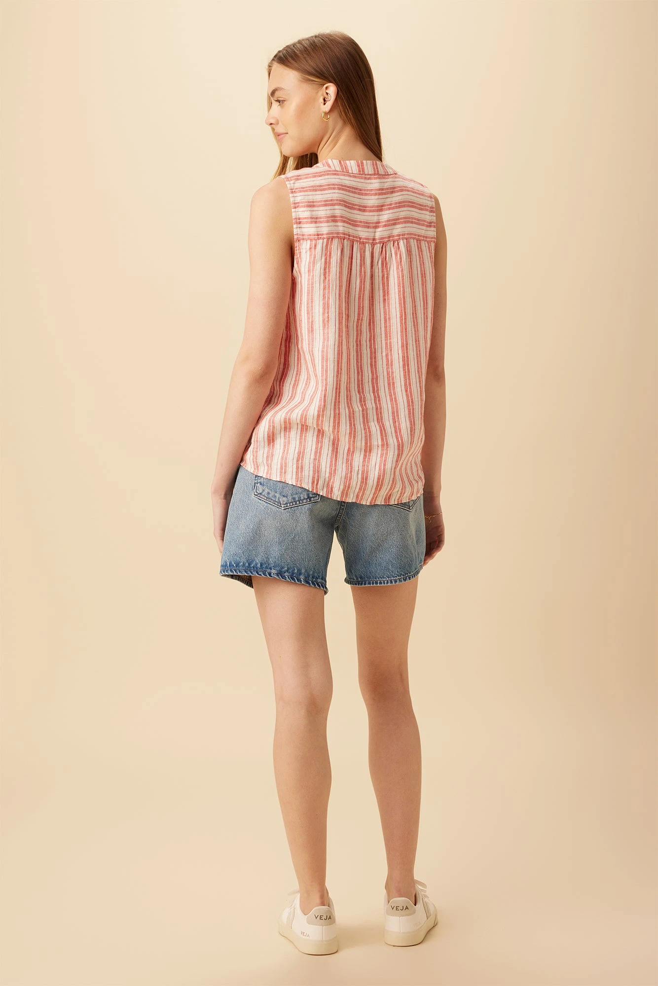 Dawn Linen Blouse - Rust Natural Stripe - Image 3