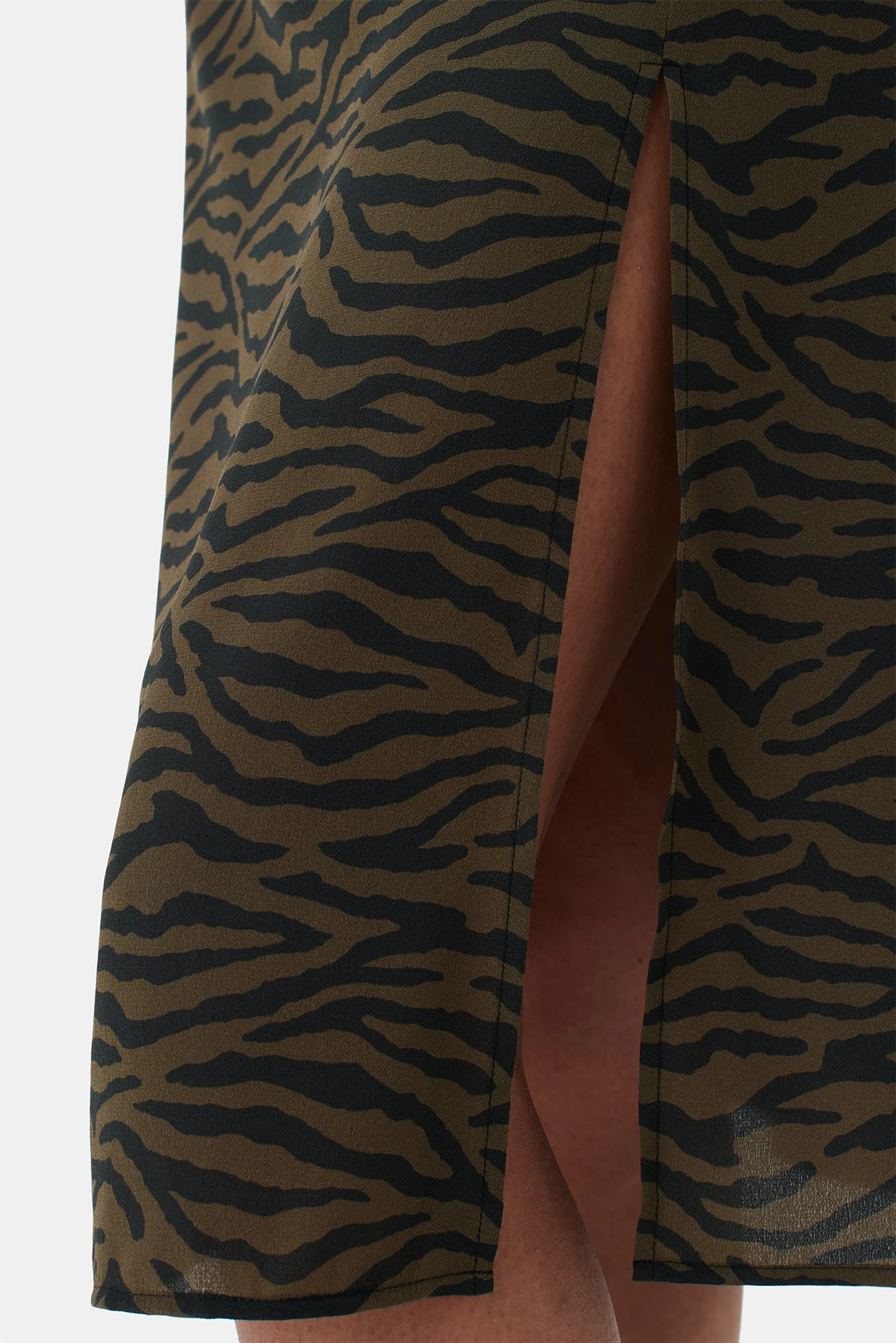 Ollie Washable Silk Skirt - Zebra Green Black - Image 6