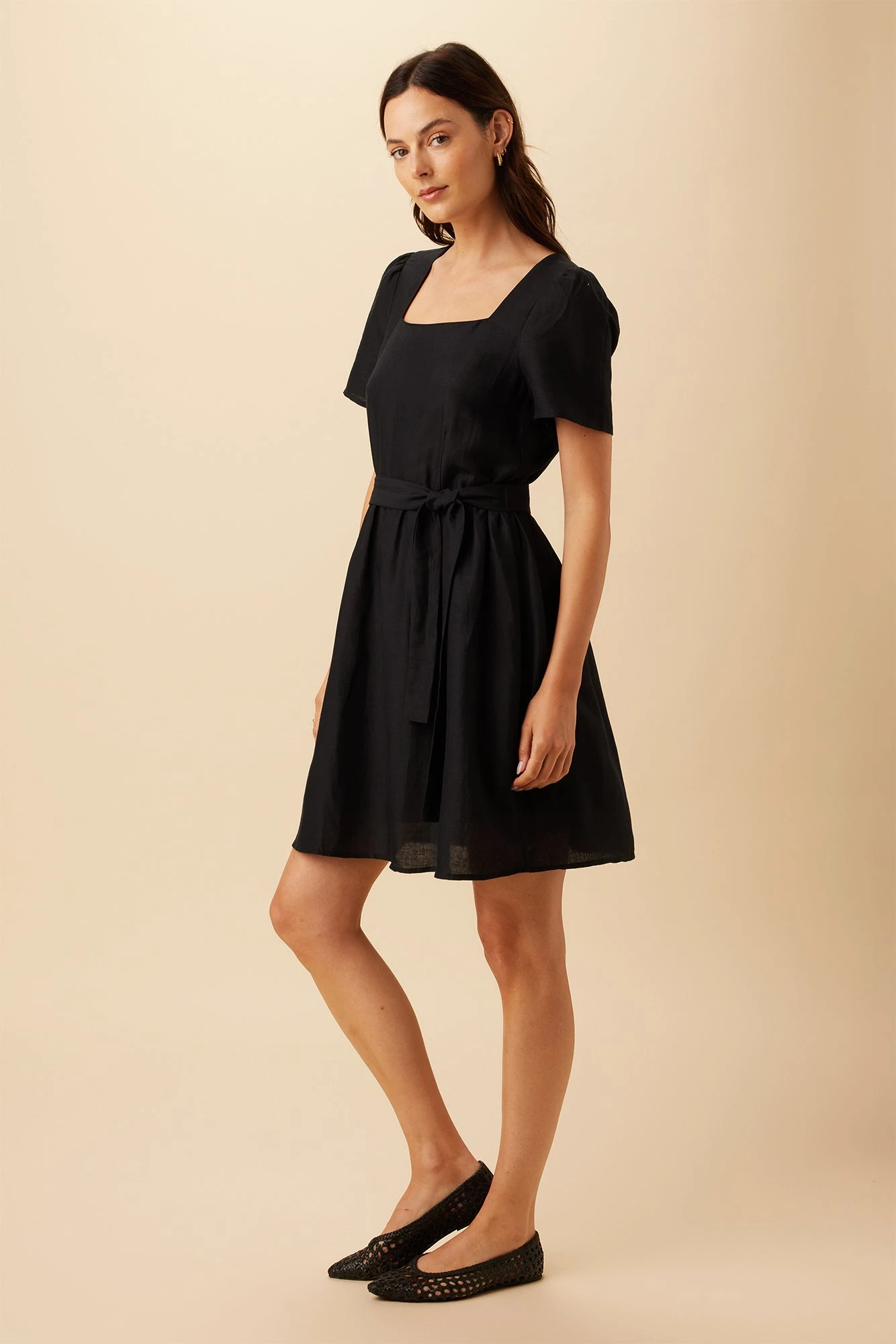 Ria Ramie Viscose Dress - Black - Image 2