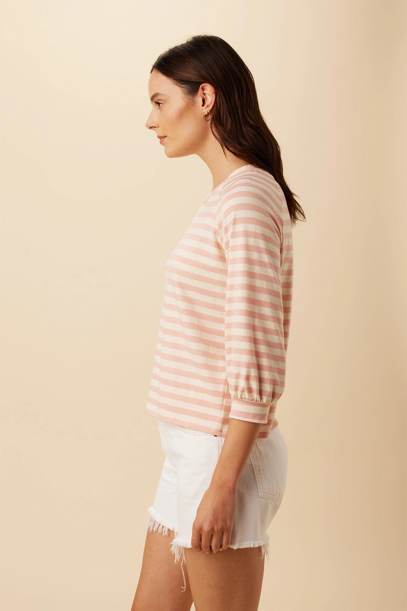 Issa Reverie Knit Tee - Rose Natural Stripe - Image 2