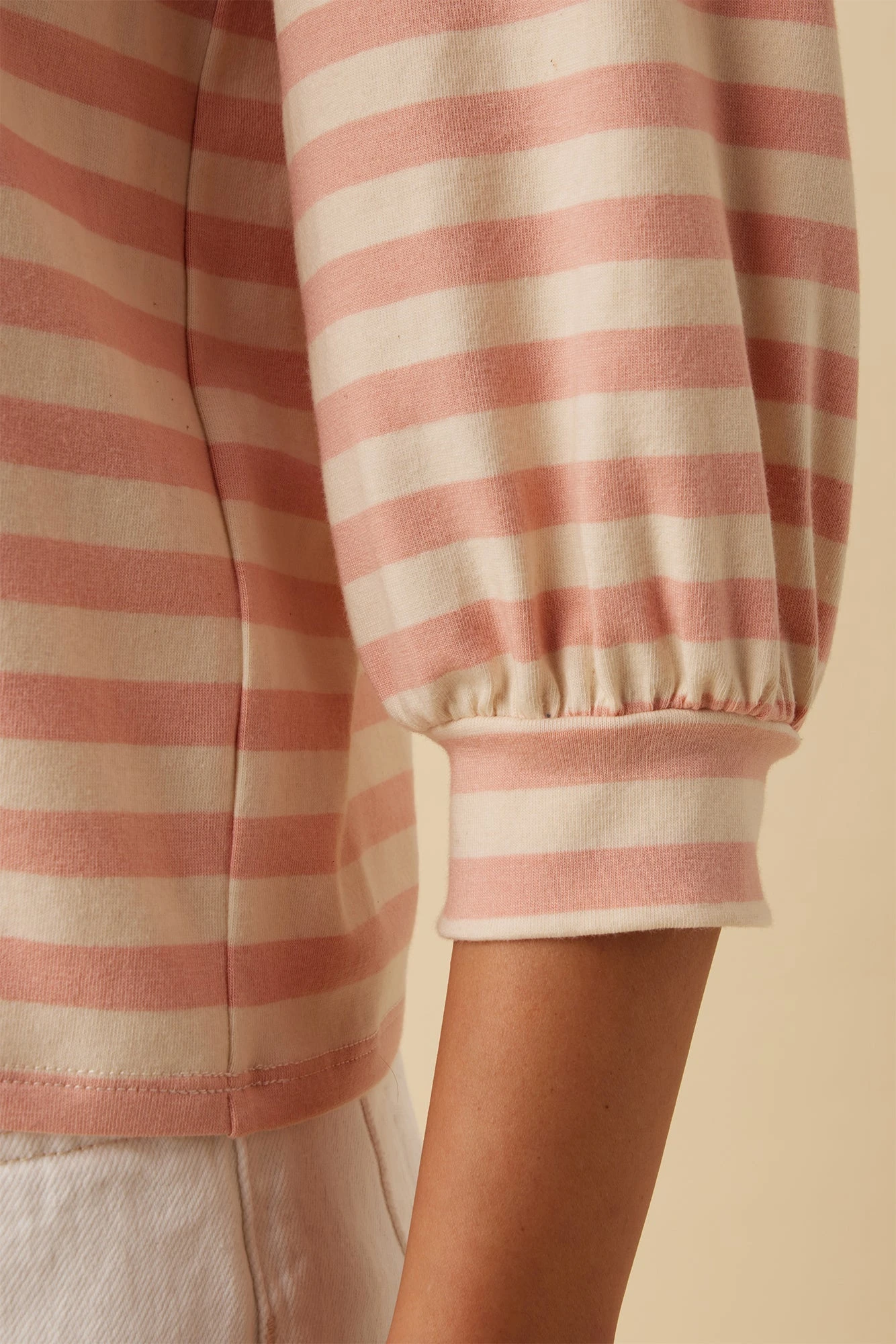 Issa Reverie Knit Tee - Rose Natural Stripe - Image 4