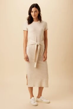 Colombe Scallop Knit Dress - Natural Oatmeal