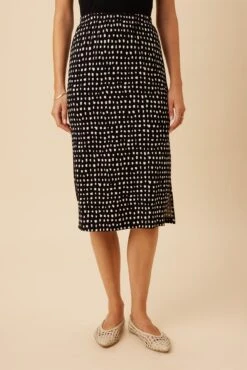 Vindy Viscose Knit Skirt - Valencia Dot Black