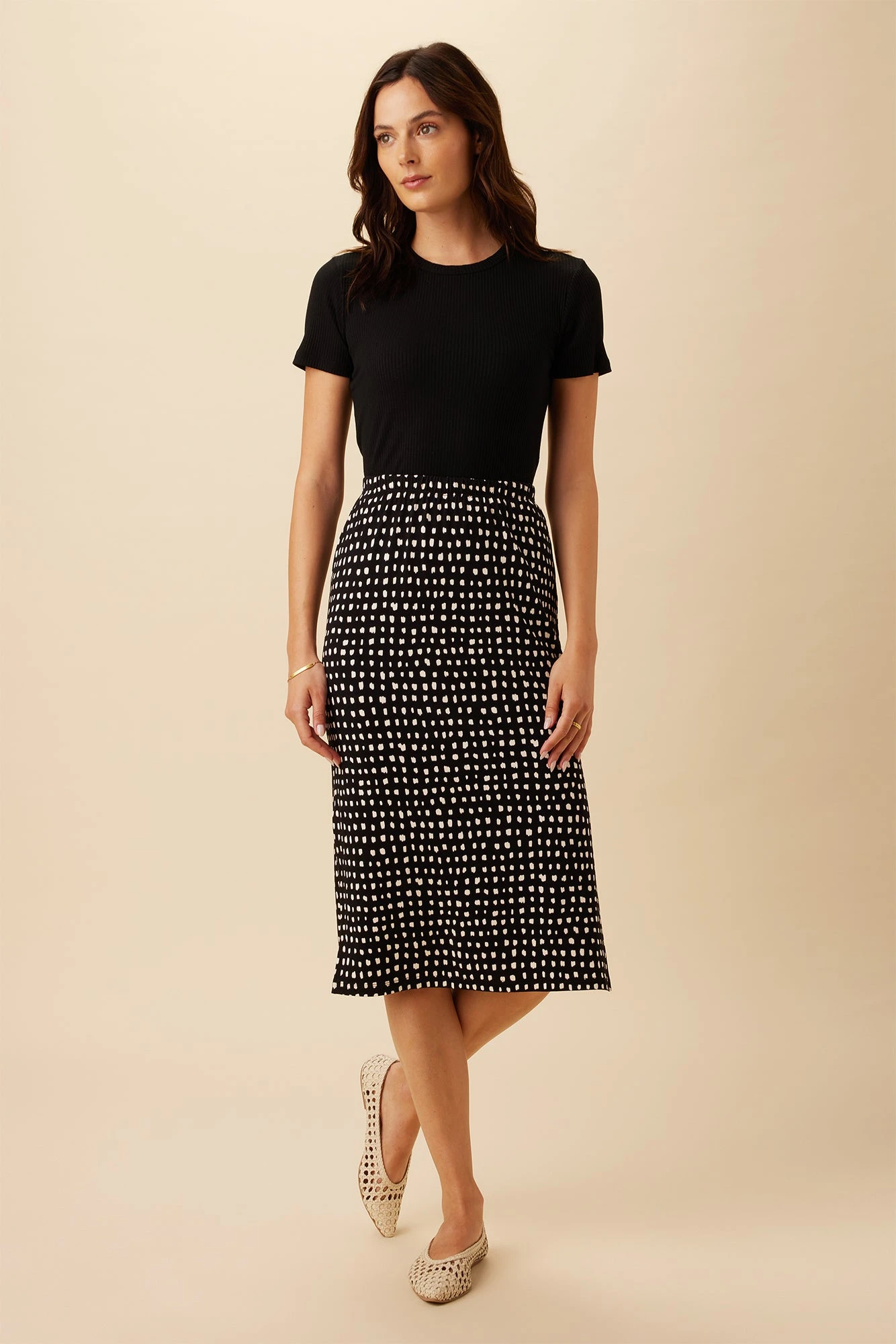 Vindy Viscose Knit Skirt - Valencia Dot Black - Image 2