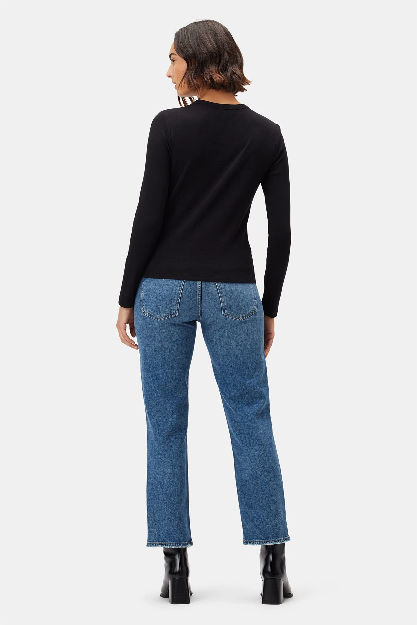 Eleanor Long Sleeve Baby Rib Tee - Black - Image 4