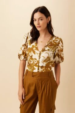 Simona Viscose Twill Blouse - Pasadena Gold