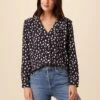 Kaya Washable Silk Blouse - Pebble Dot Black