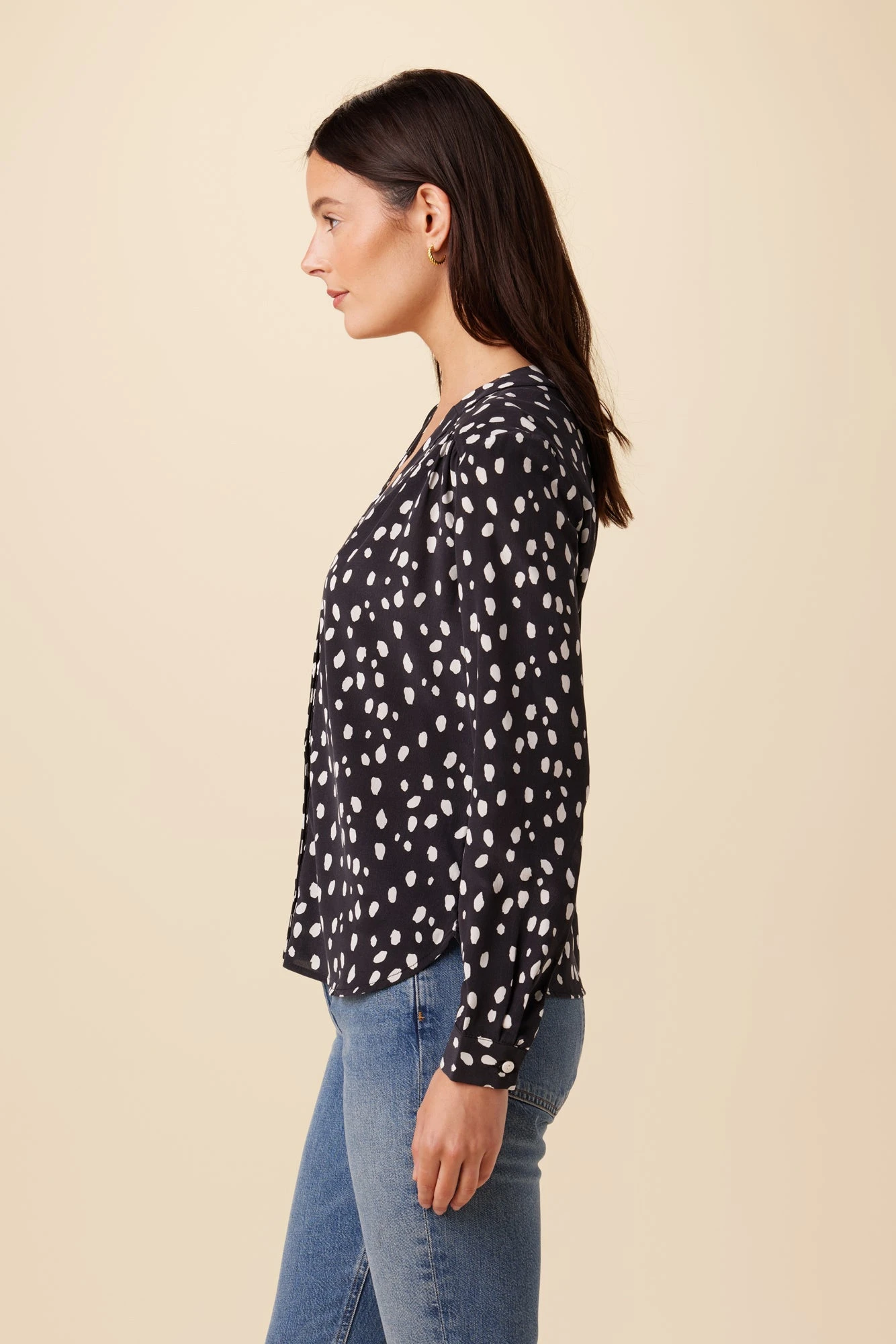 Kaya Washable Silk Blouse - Pebble Dot Black - Image 2