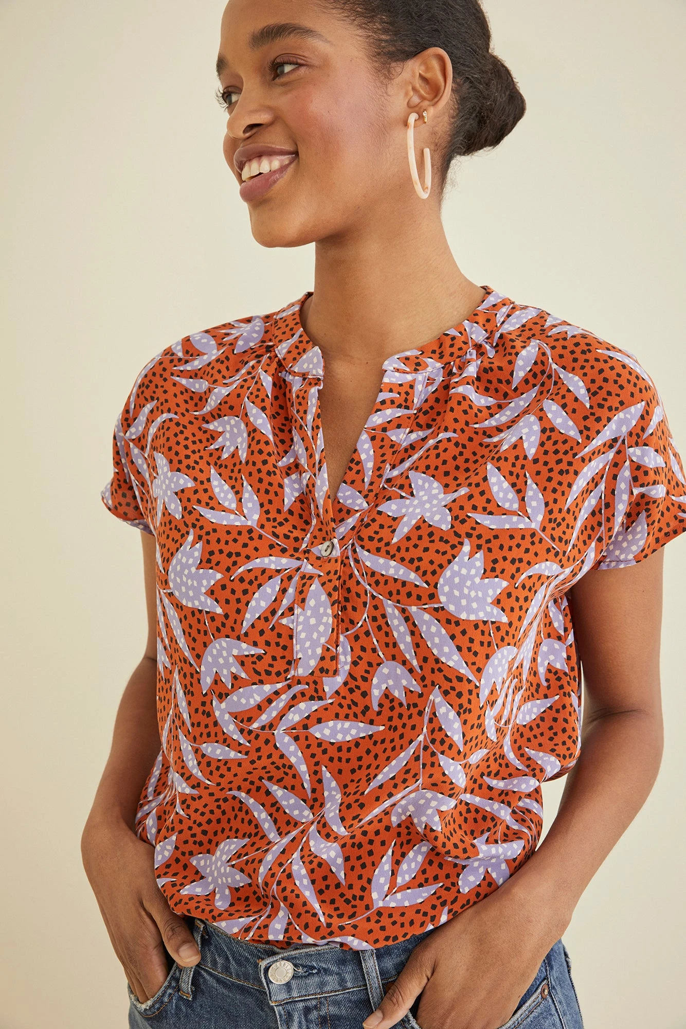 Renata Washable Silk Blouse - Escape Floral