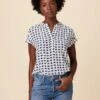 Renata Washable Silk Blouse - Squared Up White