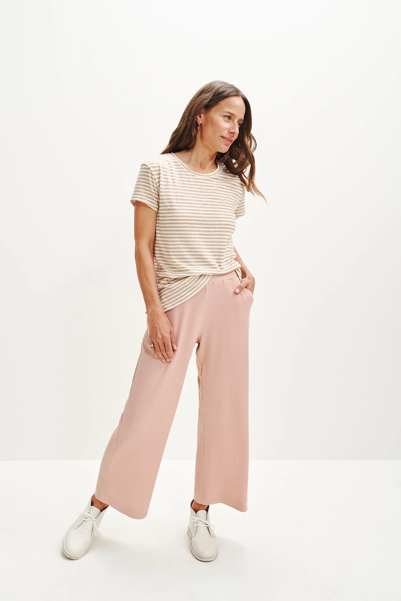 Leif Reverie Slub Tee - Soleil Stripe Tan - Image 2