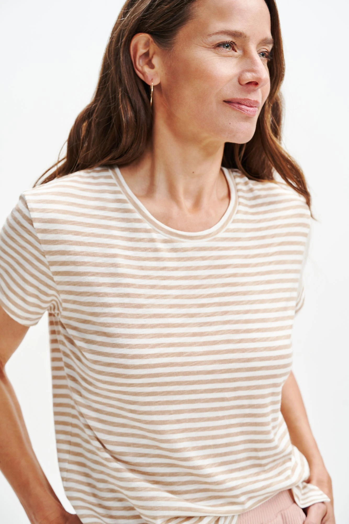 Leif Reverie Slub Tee - Soleil Stripe Tan - Image 4