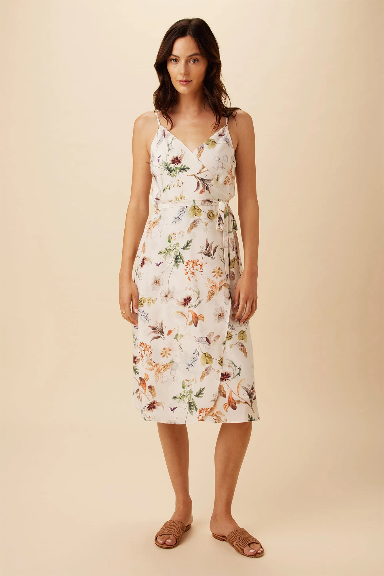 Varden Washable Silk Dress - Botanic Floral Ivory