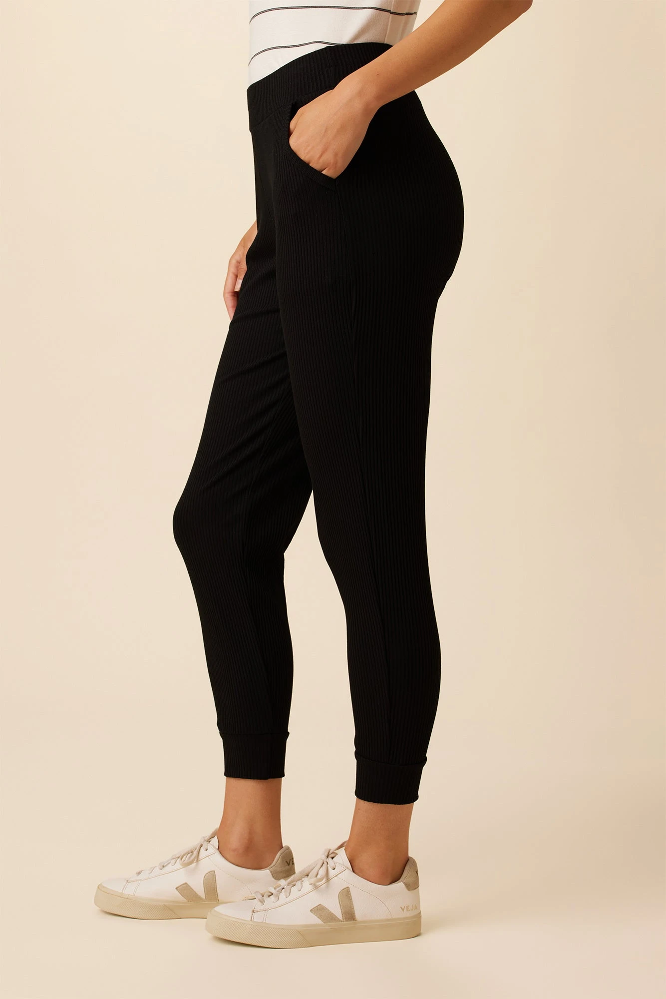 Skylar Paris Rib Joggers - Black - Image 3