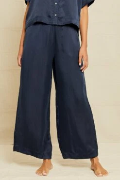 Mabel Cottonseed Cupro Pajama Pants - Navy