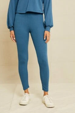 Magda Cropped Dream Rib Leggings - Azure