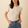 Odilia Scallop Knit Tee - Natural Oatmeal