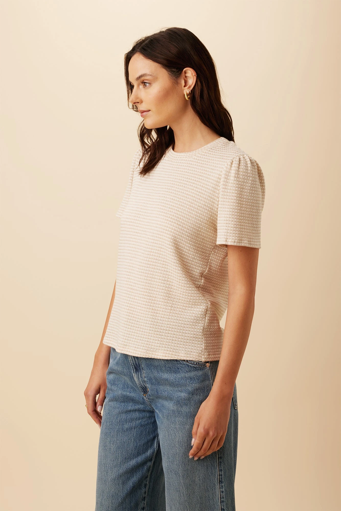 Odilia Scallop Knit Tee - Natural Oatmeal - Image 2