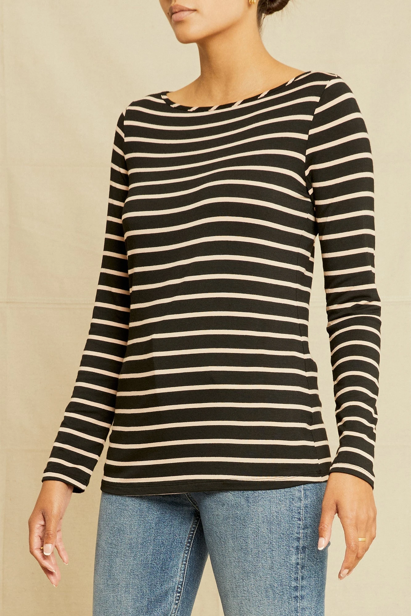 Francoise Long Sleeve Tee - Black And Rose - Image 2