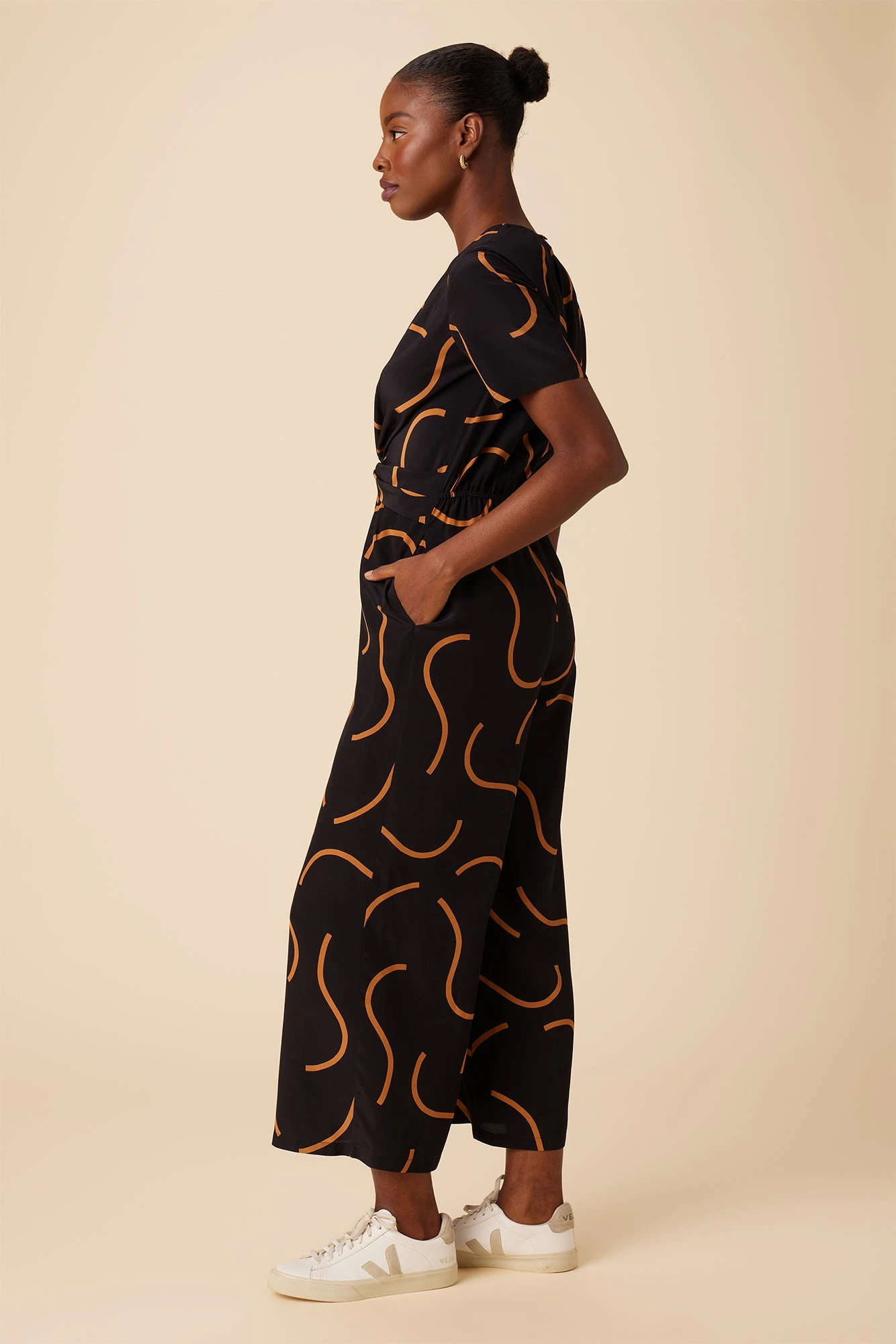 Fantasia Washable Silk Jumpsuit - Waves Caramel - Image 2