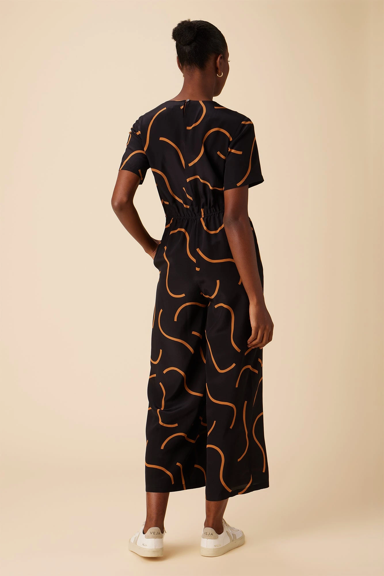 Fantasia Washable Silk Jumpsuit - Waves Caramel - Image 3