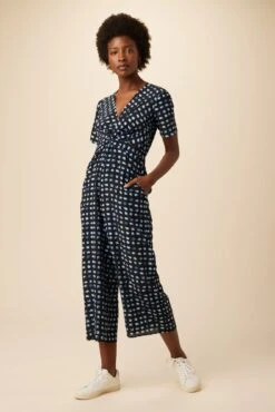 Fantasia Washable Silk Jumpsuit - Squared Up Black