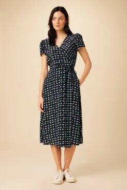 Ellie Washable Silk Dress - Squared Up Black